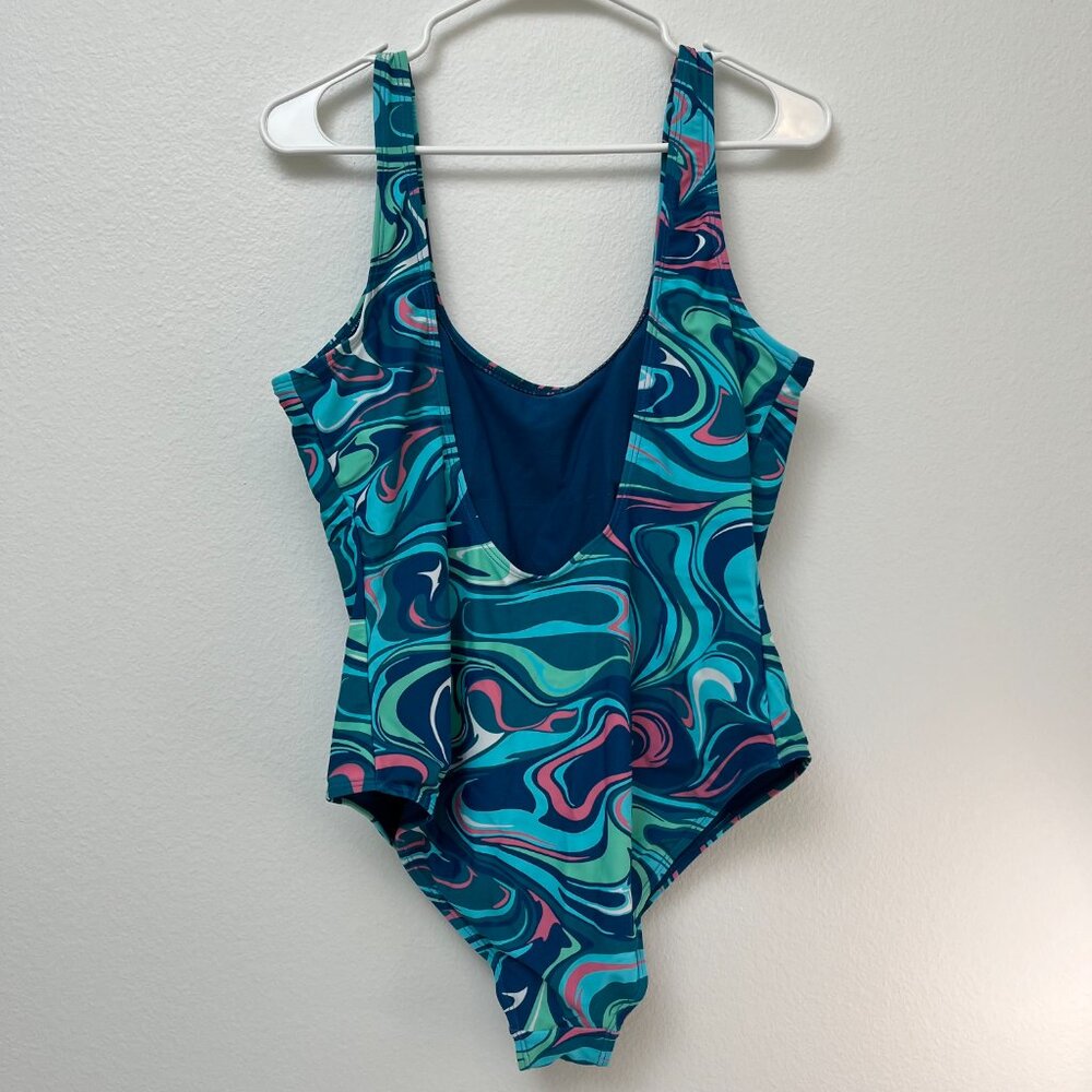 Buc-Ee's Beaver One Piece Swimsuit Blue Swirl Buc-Ees… - Gem